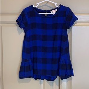 Blue plaid peplum shirt